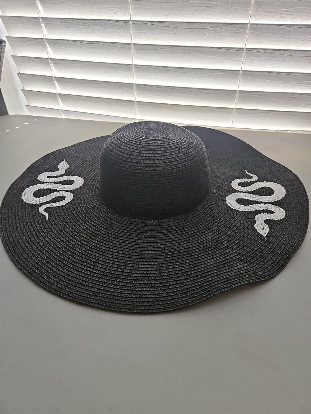 Witchwood Black Snake Embroidered Floppy Sun Hat Wide Brim 6” Morbidly Inclined